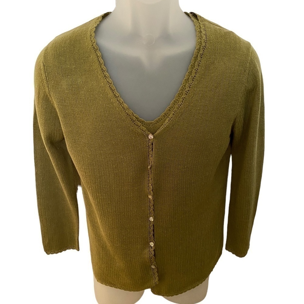 Tommy BAHAMA Cardigan w/ Tank Top Olive Green Women S Small - Picture 1 of 5